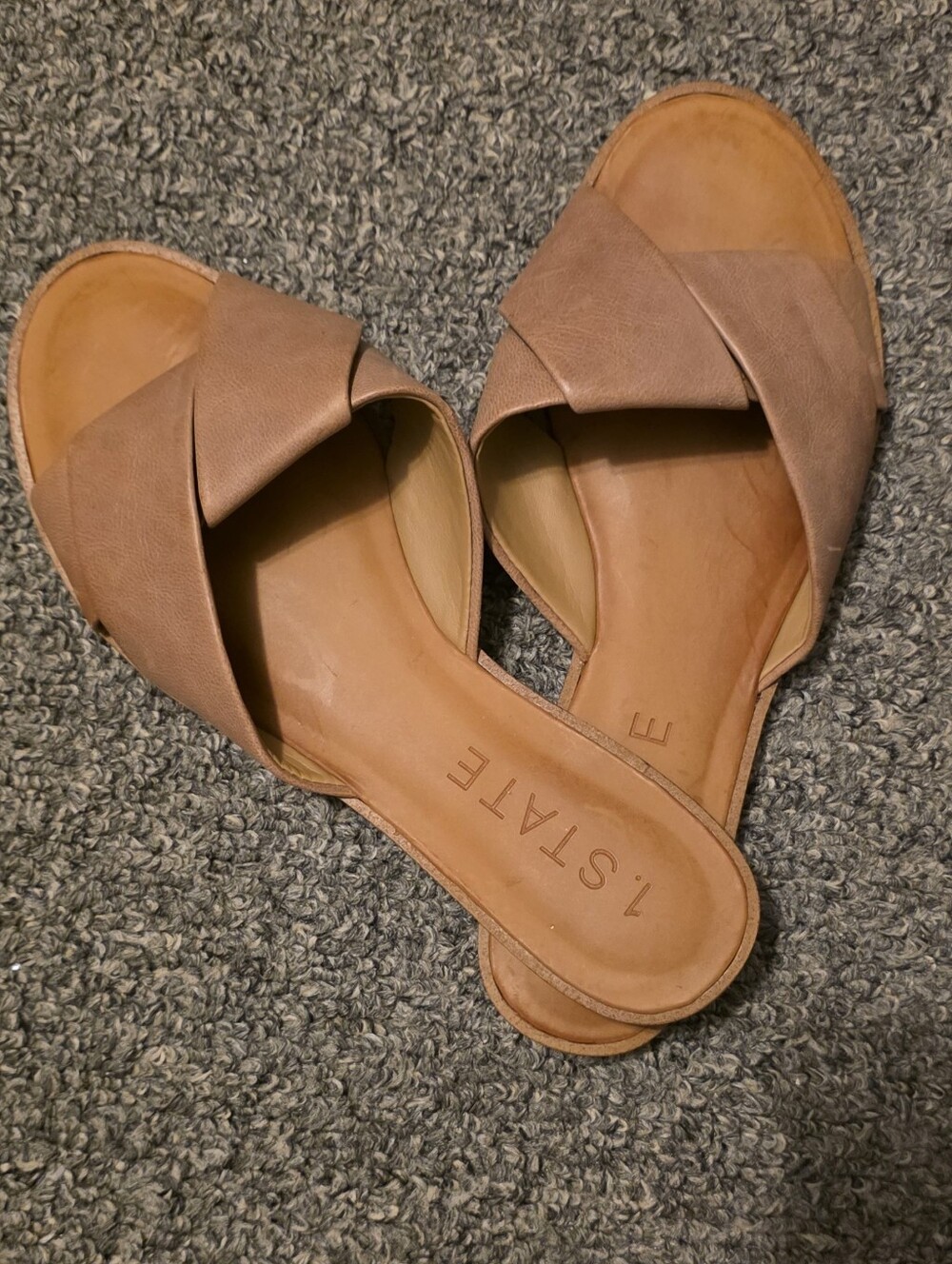 1. State Tan Crisscross Slide Sandals